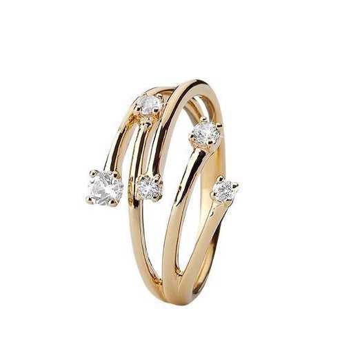 Forgyldt sølvring fra Christina Jewelry & Watches med 5 zirkonia
